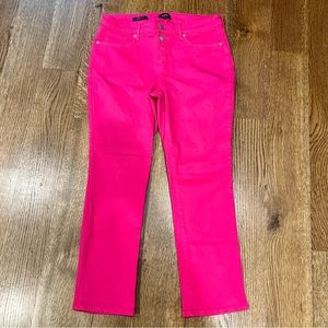 NYDJ Sz 10 Sheri Slim Pink Ankle Jeans Lift X Tuck Technology High Waist Stretch